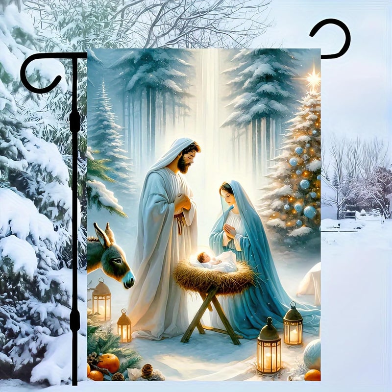 BlissYard Christmas Garden Flag 12x18 Inches - Double-Sided Nativity Scene with Holy Family and Baby Jesus, Weatherproof Religious Outdoor Decoration for Lawn, Patio, and Garden - Image 3